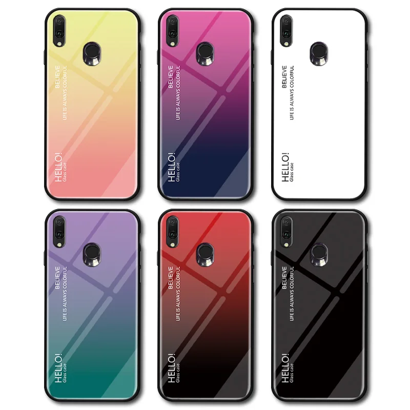 For Asus Zenfone Max Pro M2 ZB631KL Case Fashion Hard Tempered Glass Luxury Gradient Protective Back Cover case For asus zb631kl