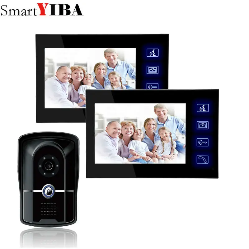 

SmartYIBA 7"Touch Display Security DoorBell Visual Intercom Home Monitoring Video Doorphone IR Camera RFID Unlock Interphone Kit