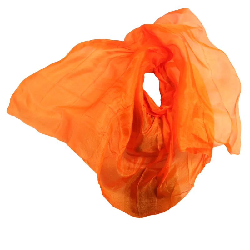 Silk Belly Dance Veil Belly Dance Props Shawl Scarf Pure Orange Color Belly Dance Practice Performance Silk Veils 250/270*114 cm