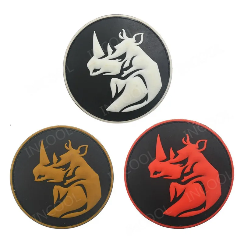 Rhino Head PVC Patch Tactical Hook Patch Rhinoceros Rubber Patches Armband Combat Badges For Clothing Backpack