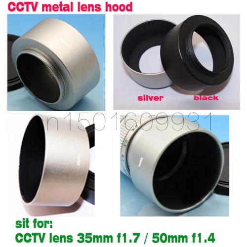 Emolux Màu Đen Bạc 35 mét Kim Loại Lens Hood cho 35 mét f1.7 50 mét f1.4 CCTV + Ống Kính 46 mét nắp ống kính