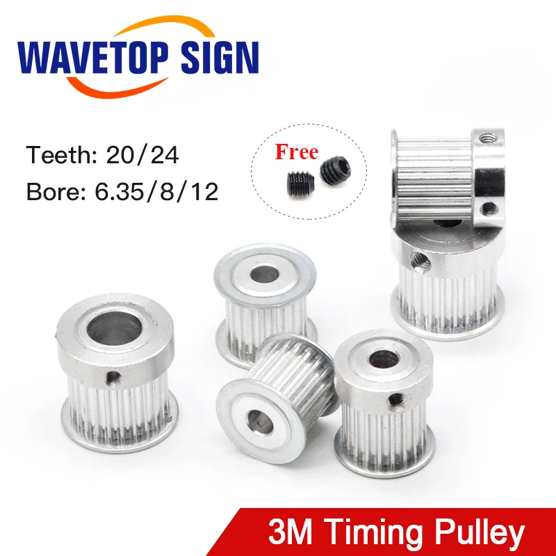 

Timing Pulley HTD 3M Gear Pulley Synchronous 20 24 Teeth Width 15mm Bore 6.35 8 12mm for DIY CO2 Laser Engraving Cutting Machine