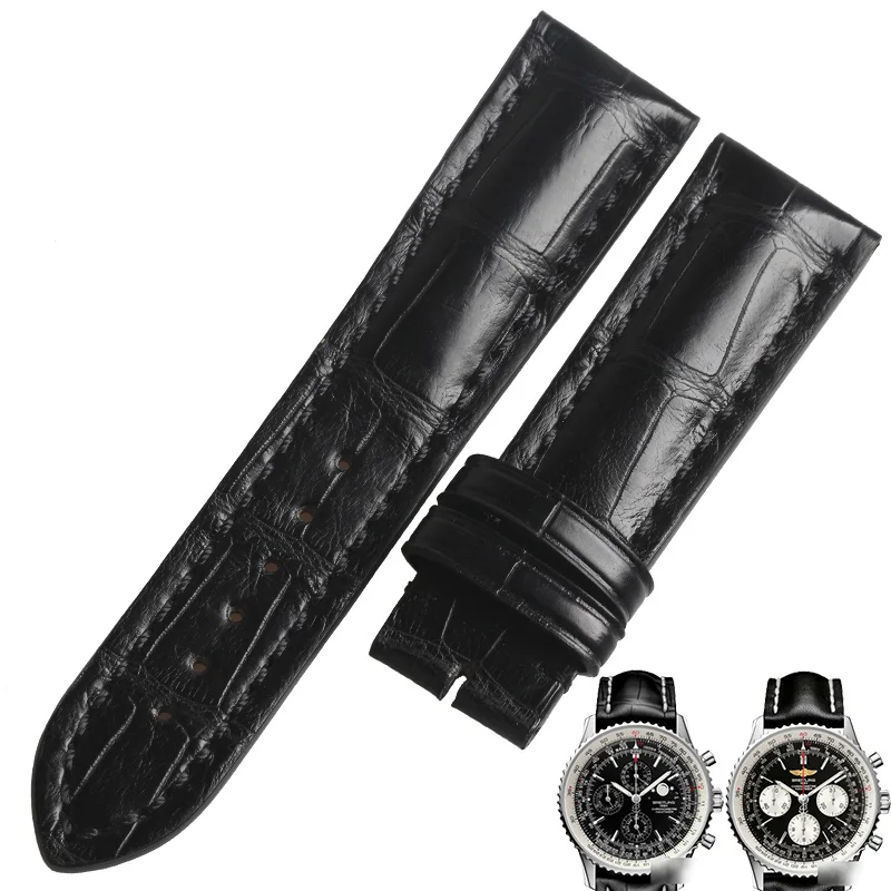 WENTULA watchbands for  Breitling  alligator skin /crocodile grain watch band man