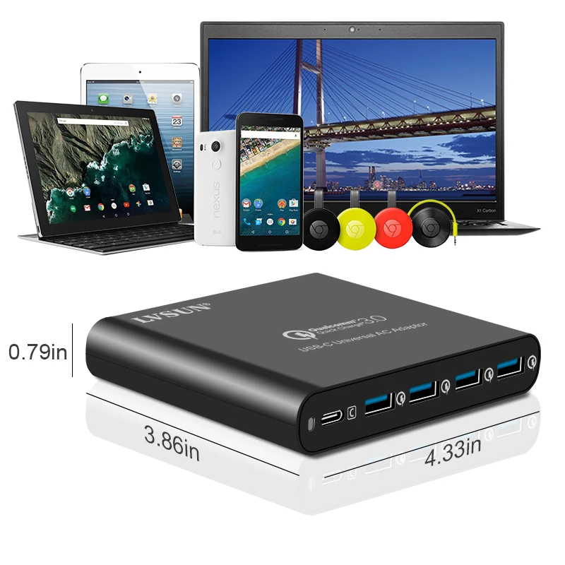 LVSUN QC 3.0 الهاتف اللوحي المحمول نوع c شاحن مع نوع c USB-C USB C محول ل ماك بوك 13 15 الطيف 13 اليوغا 5 شياو mi