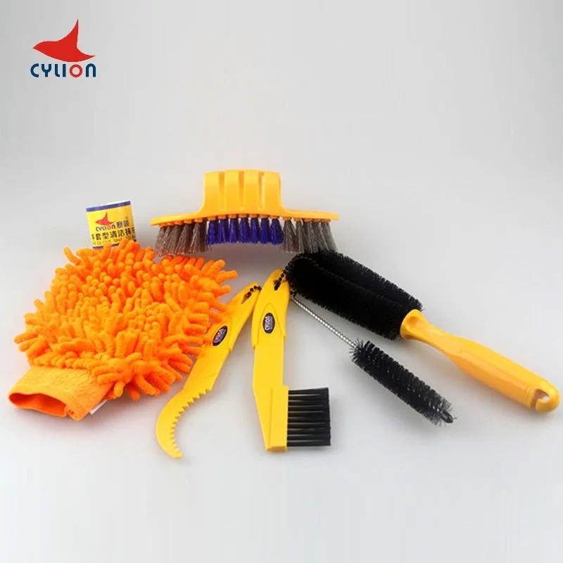 CYLION Bicycle Cleaner Kits Bike Cleaning Tool Package Cycling Tire Brush Road Bike Chain Wash Brake Disc Cleaner Tool Set