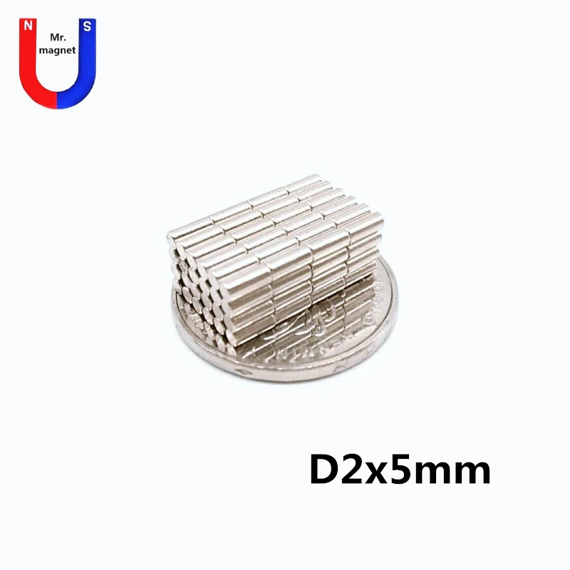 2000pcs 2x5 mm 2 x 5 N50 Super Strong Rare Earth Magnet Small Round Powerful Neodymium Magnet Fridge n50 2x5mm d2*5mm