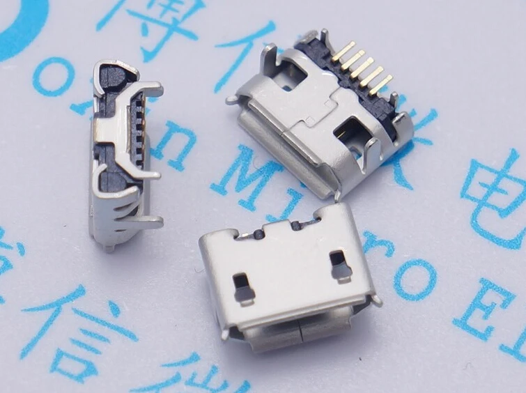 

100pcs Micro 5pin USB Jack Ox horn longer needle Needle length 1.25 5P with ox horn 5P Charger Mini usb Connector