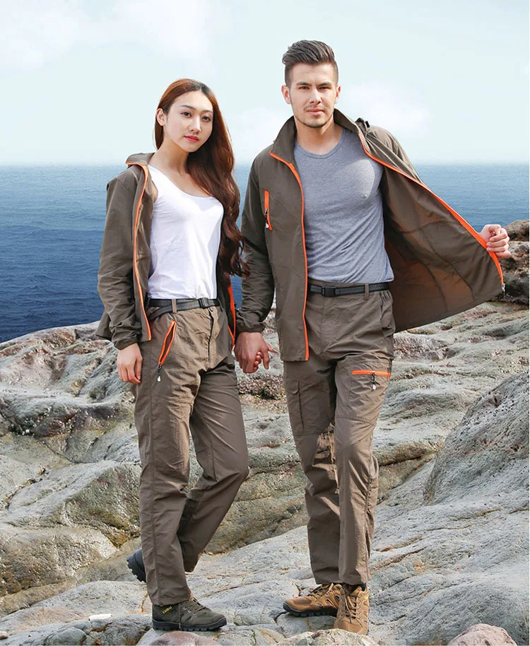 Camping Wandern Kleidung Set Outdoor-Sport Männer Frauen Sommer Sportswear Anzug Mit Kapuze Jacken Hosen Schnell Trocken Atmungs Set ST01 – Detail 23