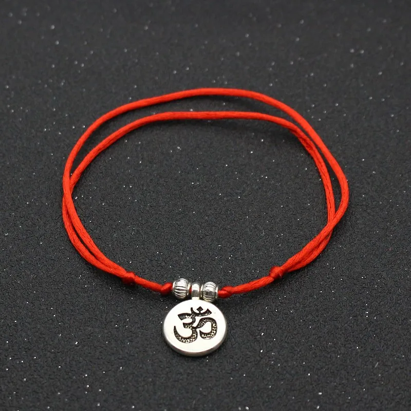 Cavigliere da donna di marca orso carino moda semplice colore argento metallo OM Lotus Buddha telescopico corda rossa cavigliere a piedi nudi per le