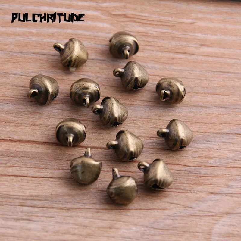 100 Pcs/Lot 6*8mm New Christmas Bells Mix Colors Loose Beads Small Jingle Bells Christmas Decoration Gift