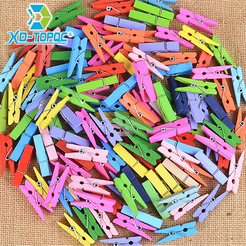 50 pcs/lot Creative Cute Cartoon Colors Wooden Picture Clip Message Board Decorative Support Photo Pince Spring Clips