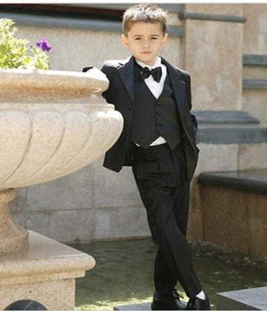 

Two Button Children Blazer Notched Lapel Boy Suit Kids Wedding/Prom Suits three piece Boy Tuxedos (jacket+vest+pants+tie)