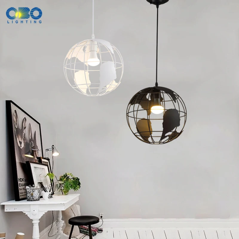 Vintage Pendant Lamp Iron Creative Globe Indoor Shop American Pendant Light Coffee House Lighting  E27 Lamp Base 110-240V