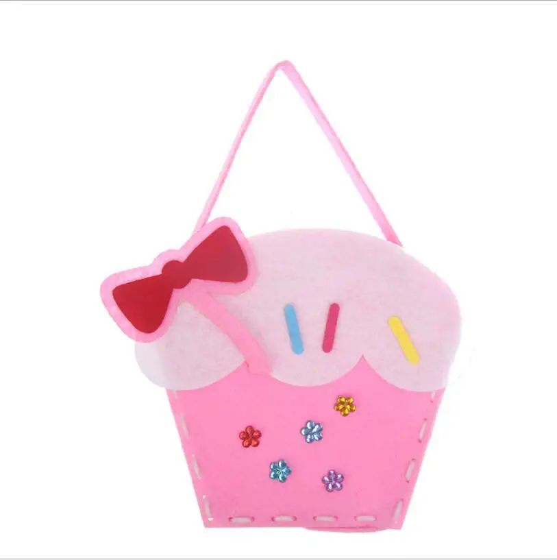 Não-tecido novo artesanato brinquedos para crianças saco rosa menina presente fabricação diy brinquedo animal bolsa artes artesanato brinquedo educativo