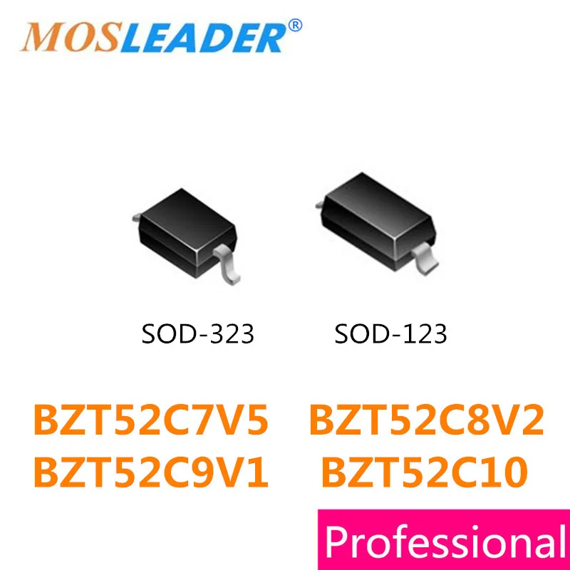 Mosleader 3000PCS SOD323 SOD123 7V5 8V2 9V1 10V 7.5V 8.2V 9.1V BZT52C7V5 BZT52C8V2 BZT52C9V1 BZT52C10 BZT52C10V 0805 1206 China