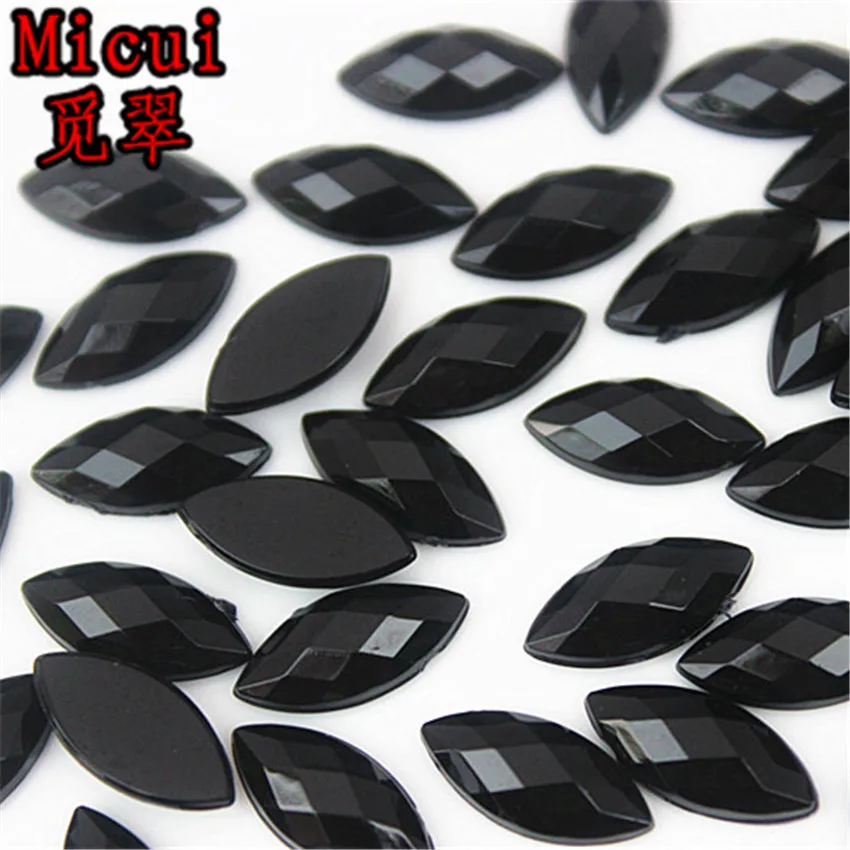 Micui 100pcs 7*15mm Horse Eye Acrylic Rhinestones Crystal Stone Flatback Non Hotfix No Hole Craft Wedding Decoration DIY MC720