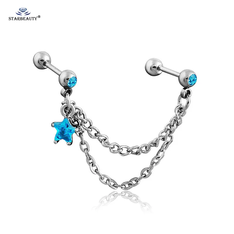 Starose – boucles d'oreilles bleu lac, Bijoux, 1.2x6mm, boucles d'oreilles, Piercing Tragus, Helix, Cartilage, gland, nez, anneau d'oreille