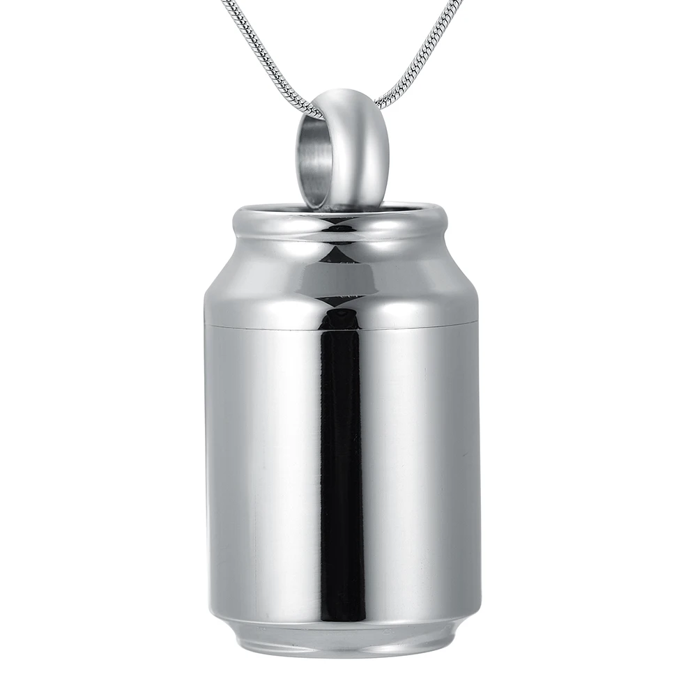 

IJD9894 Free Engraving Shiny Polished Stainless Steel pop-top can Cremation Pendant Necklace Memorial Urn Locket Jewelry For Men