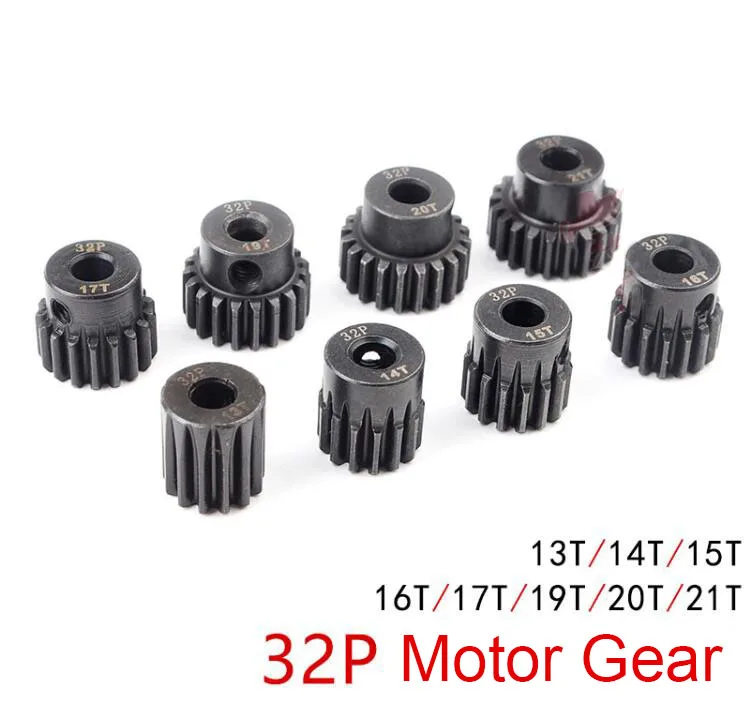 5mm Shaft Motor Gear 0.8M 32P 13T/14T/15T/16T/17T/19T/20T/21T Metal Steel Pinion For JLB CHEETAH FS VKAR Huanqi 727 RC Car Model