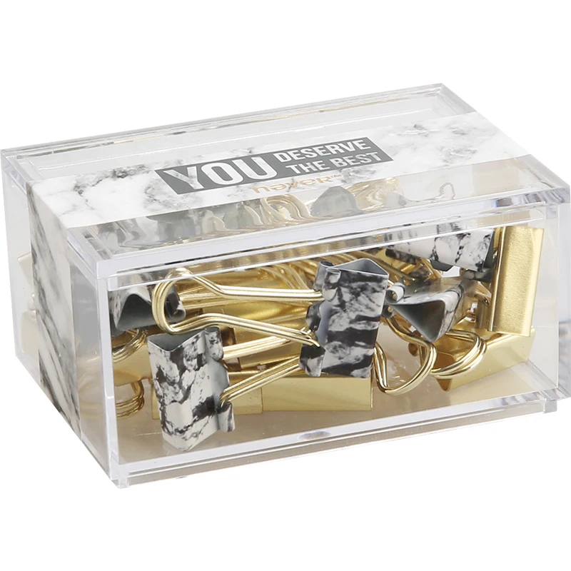 Clip à longue queue en marbre doré, accessoire de bureau créatif à la mode