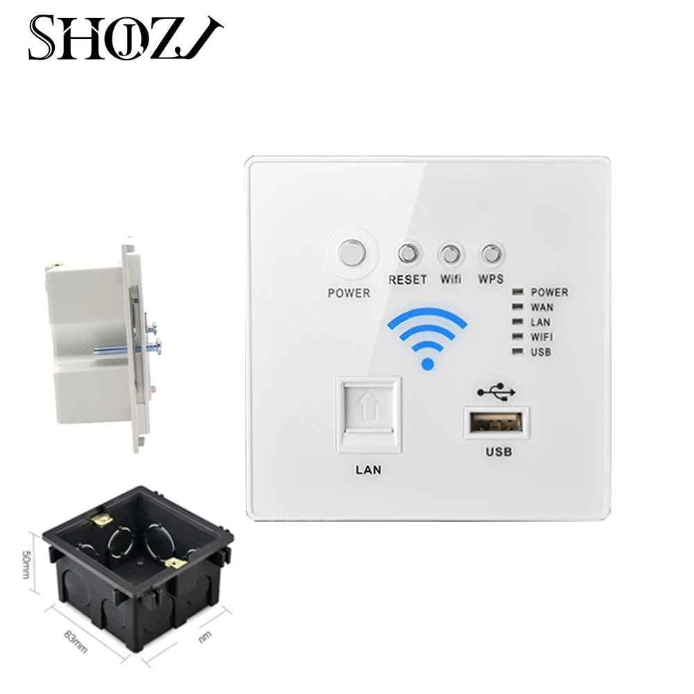 SMART HOME 300M Wall Embedded AP Wireless WIFI Router Wall Socket Panel WiFi Repeater  USB LAN 3G SHOJZJ