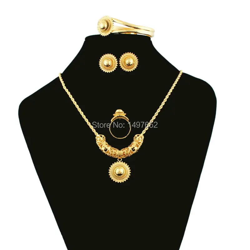 Newest DIY Ethiopian Habesha Jewelry Gold Color Jewelry Bridal Temperament Jewelry Wedding Jewelry Sets for Women