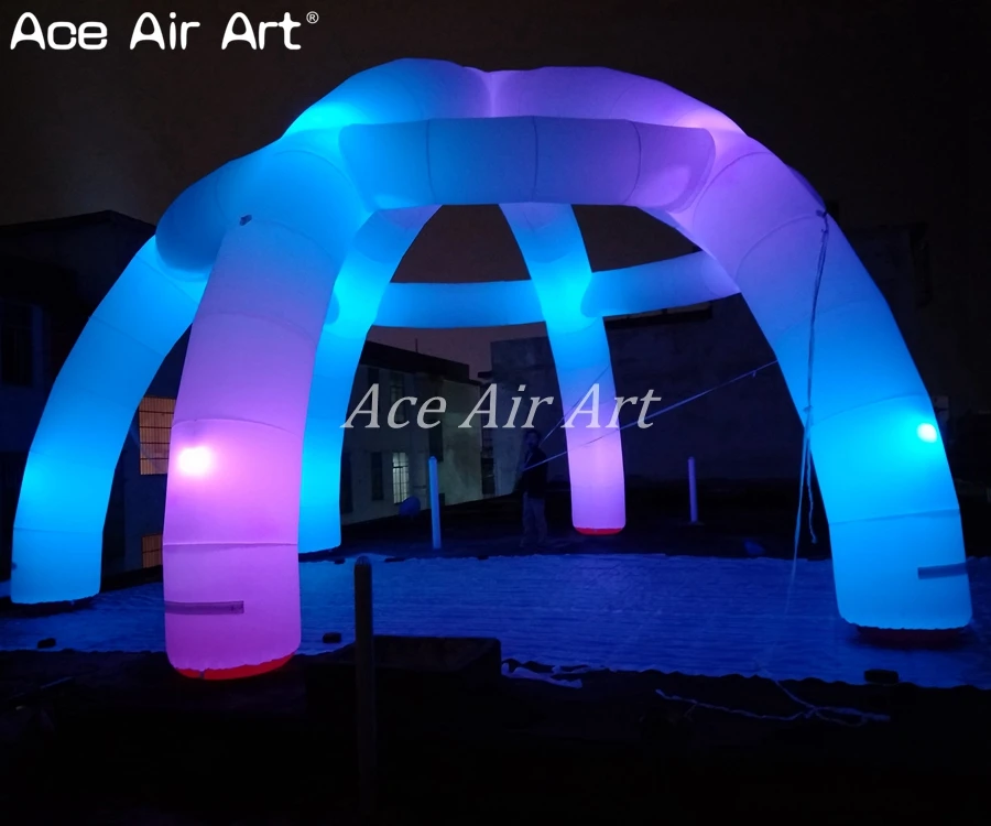 Wonderful 10m Giant Colorful LED Changing Glow Inflatable Spider Party Tent Car Shelter for Romantic Wedding and Show in France