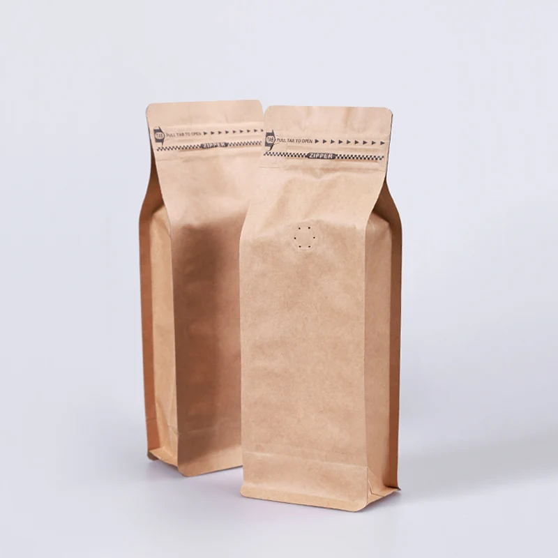 

wholesale 50pcs 1/2 pound kraft paper ziplock bag straight shape coffee beans tea packaging bag eight side seal zipper bag