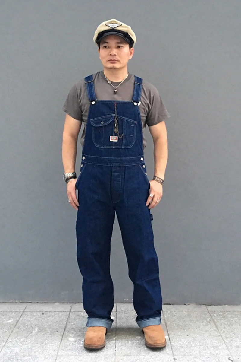 Bob Dong 40s Three-In-One Wabash Striped Overalls Vintage High Back Denim Pants 40s Retro Trousers