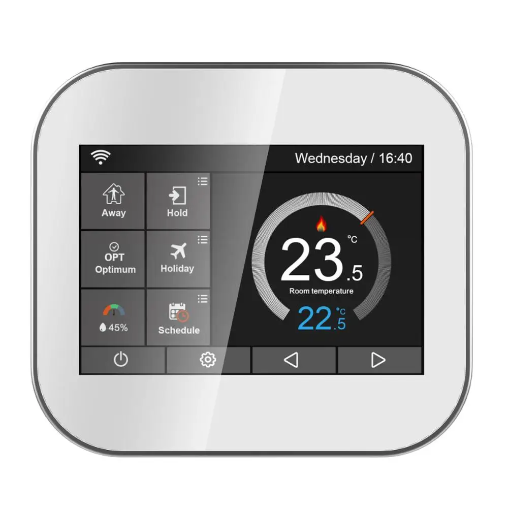 Wifi color touch screen boiler thermostat support English/German/Polish/German/Italian/Spainish control by android IOS phones