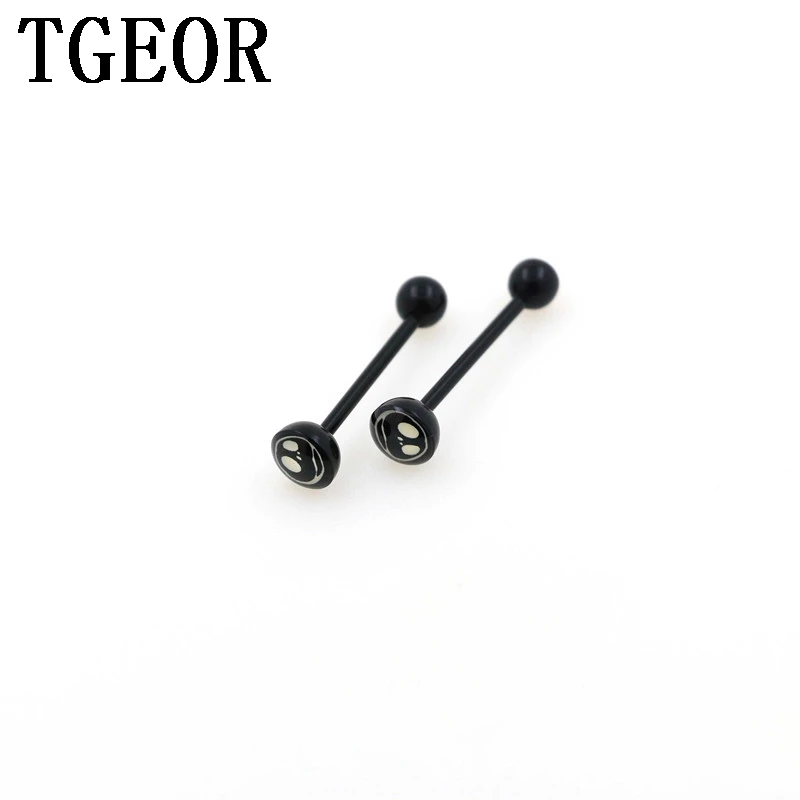 Nightmare Before Christmas acrylic tongue ring 14G 10pcs surgical Stainless Steel piercing tongue barbell free shipping image 2