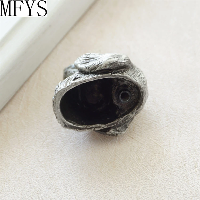 MFYS Dog Shape Antique Sliver Cabinet Knobs and Handles Retro Wardrobe Closet Pulls Animals Head Creative Furniture Hardware