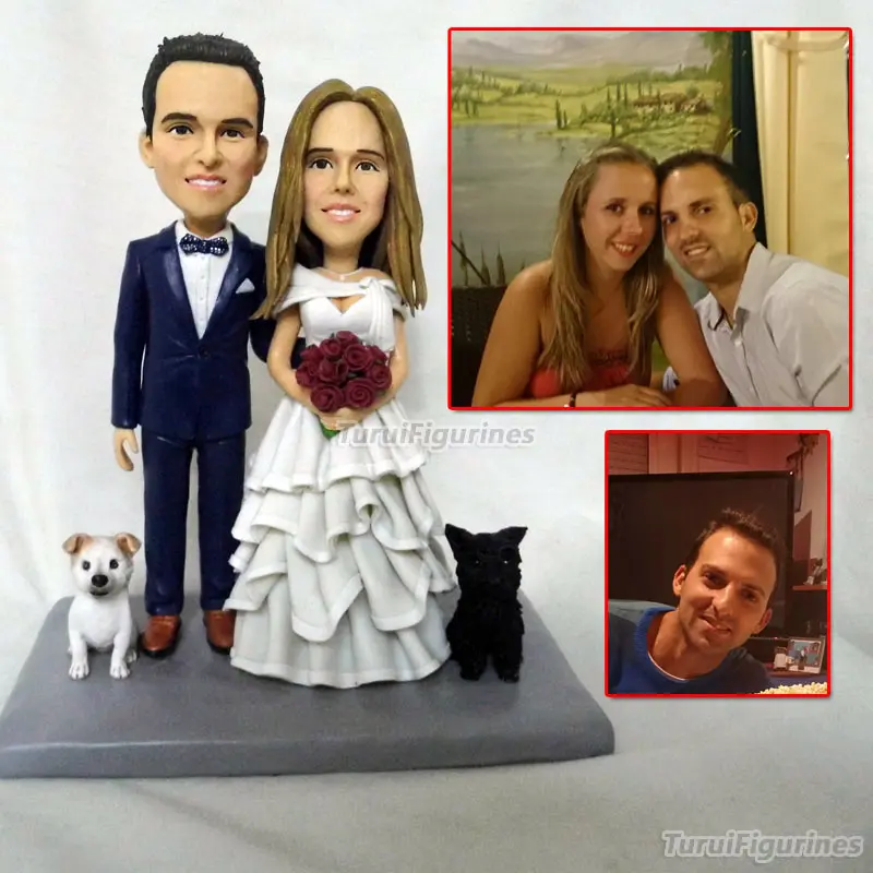 custom sculpture human face handmade polymer clay doll cartoon animal figure dolls bride groom wedding gift engraved name custom