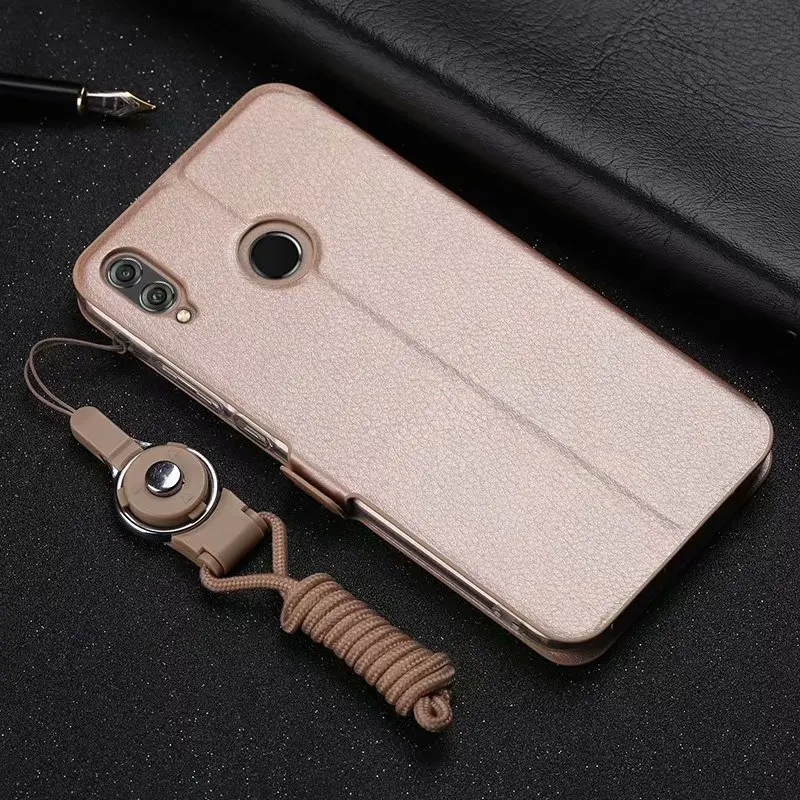 Business Double VieW Window Flip PU Leather Case For Huawei Honor 8X Nova 7 SE  8 SE 8 Pro Lanyard Cover Magnetic Buckle Case