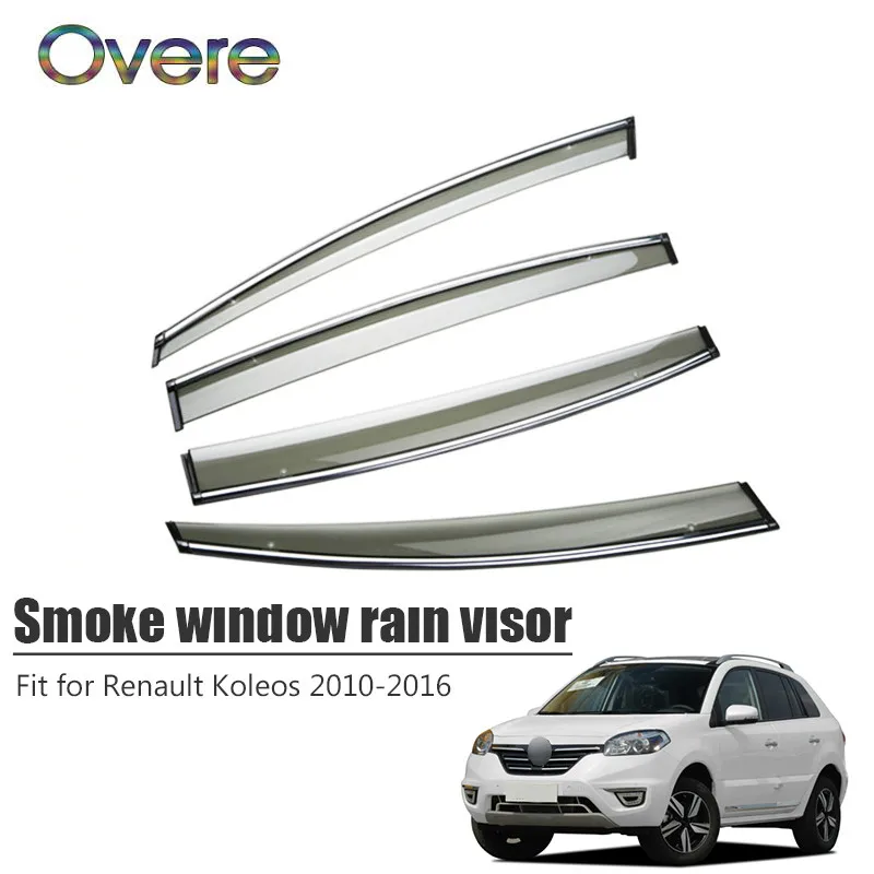 

OVERE NEW 1Set Smoke Window Rain Visor For Renault Koleos 2010 2011 2012 2013 2014 2015 2016 ABS Deflectors Guard Accessories