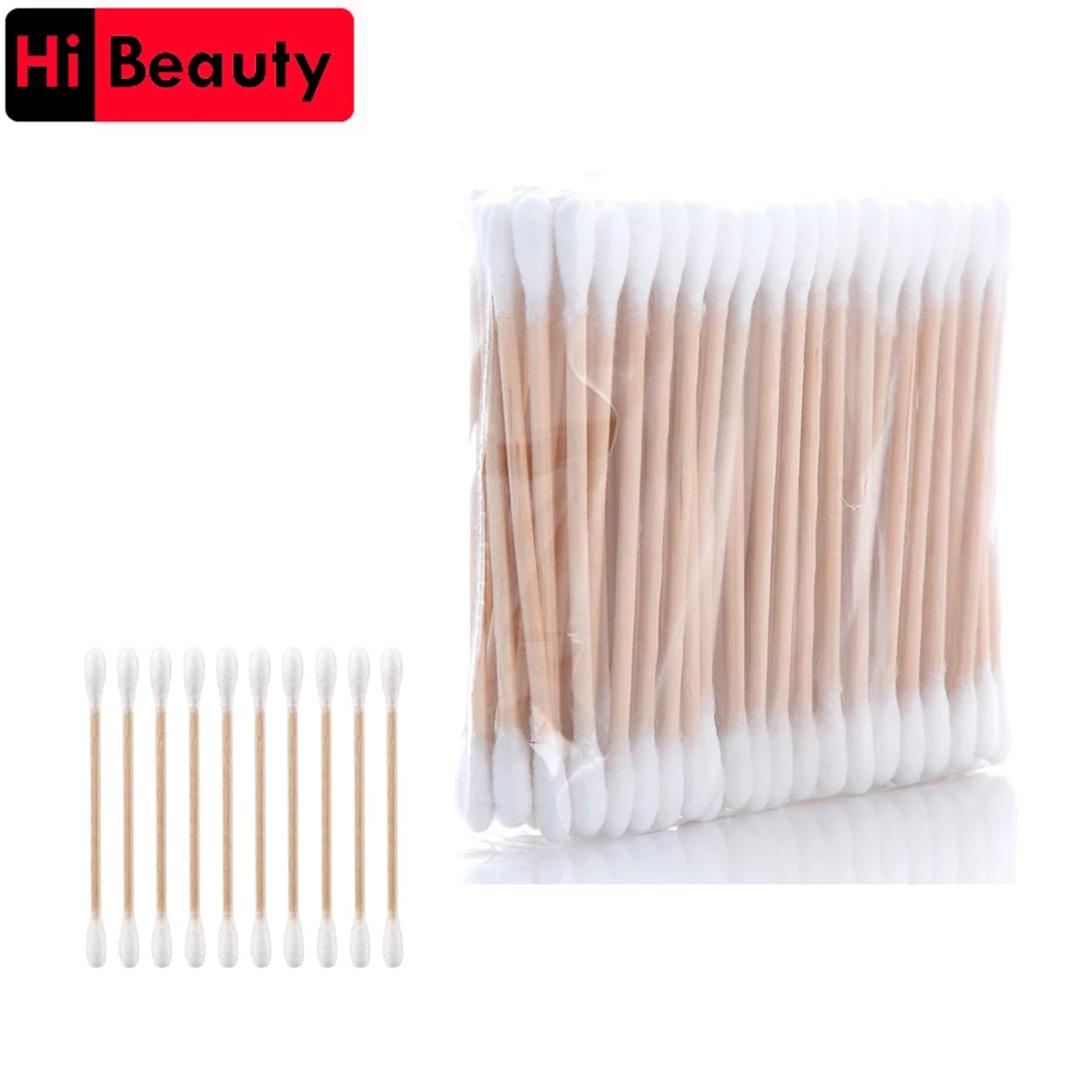 50Bags Disposable Cleaning The Ears Wooden Cotton Swabs Cosmetic Cotton Buds Health Makeup Cosmetics Clean Ear Cotton Stick Swab