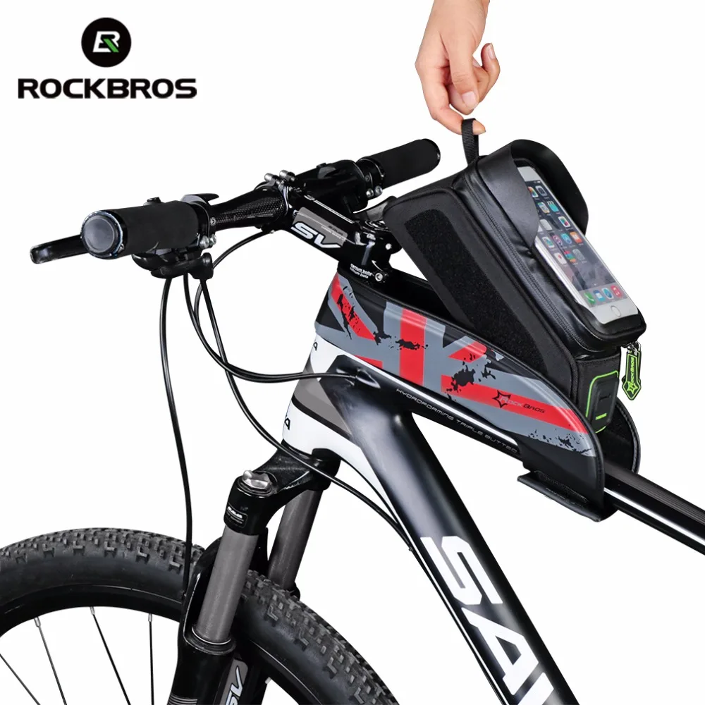 ROCKBROS Bicycle Front Top Tube Bag Cycling Bike Frame Saddle Package For Mobile Phone Waterproof Touchscreen Bike Accessories