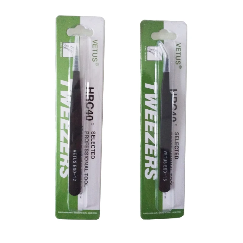 High quality 2 pcs Black Acrylic Stainless Steel tweezers Fine workmanship Repairing Maintenance Tools Paillette Nipper Picking