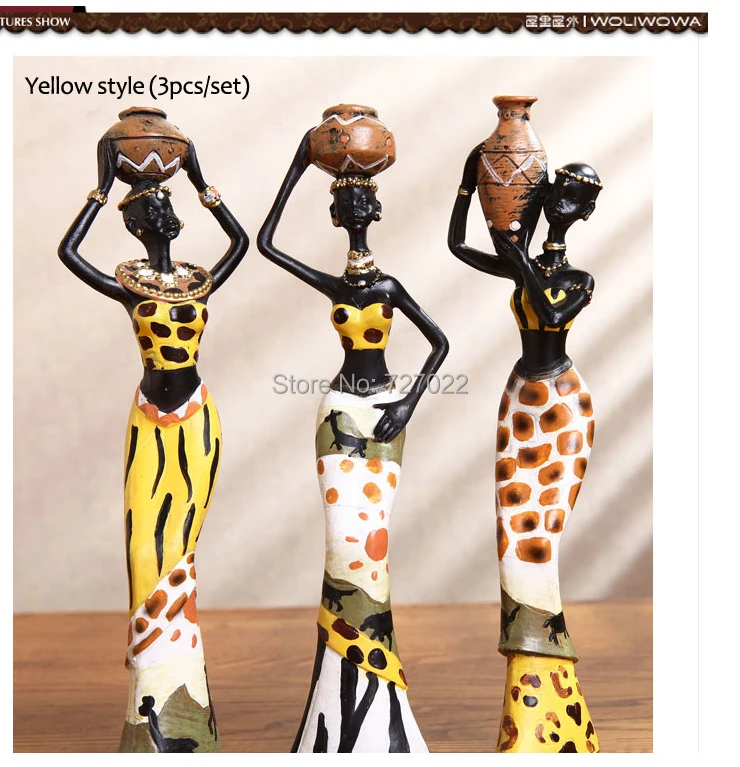 Beauty African blacks impression blacks hold bottle resin craft ornaments home decor 3pcs/set