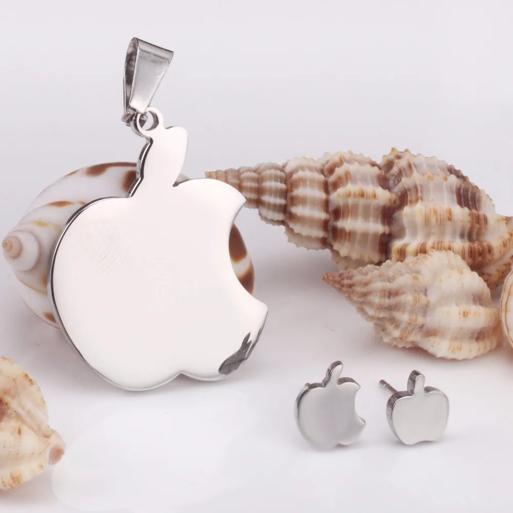 LUXUSTEEL aretes Cute Apple Earrings Stainless Steel  Anti Allergic Necklace 2020 Collars Choker Accessories Party Wholesale