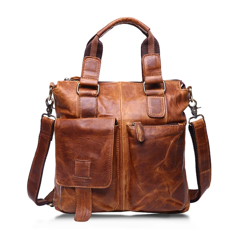 Nesitu High Quality Vintage A4 Brown Top Grain Genuine Leather Cowhide Men Messenger Bags Executive Briefcase Portfolio M259