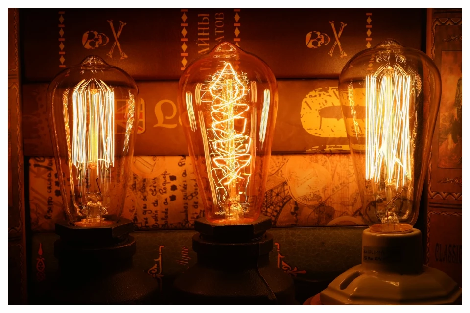 Edison Glühbirne E27 220V 40W ST64 A19 G80 G95 T10 T45 T185 Retro Filament Glühlampulle Birne Vintage Edison Lampen – Detail 8