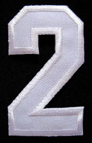 

NUMBER TWO NO.2 #2 White Embroidered Iron on Patch + Free Shipping