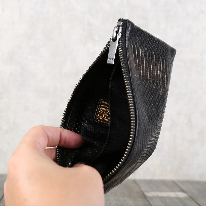 Clutch Bag Men Genuine Leather Luxury Sheepskin Women Simple Cell Phone Wallets Casual Zipper Long Purses