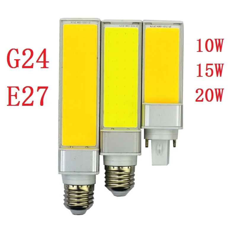 10W 15W 20W Horizontal Plug light led corn bulb G24 E27 cob lamp Warm white 180 degeree bombilla AC 110v 220v lighting 10pcs/lot