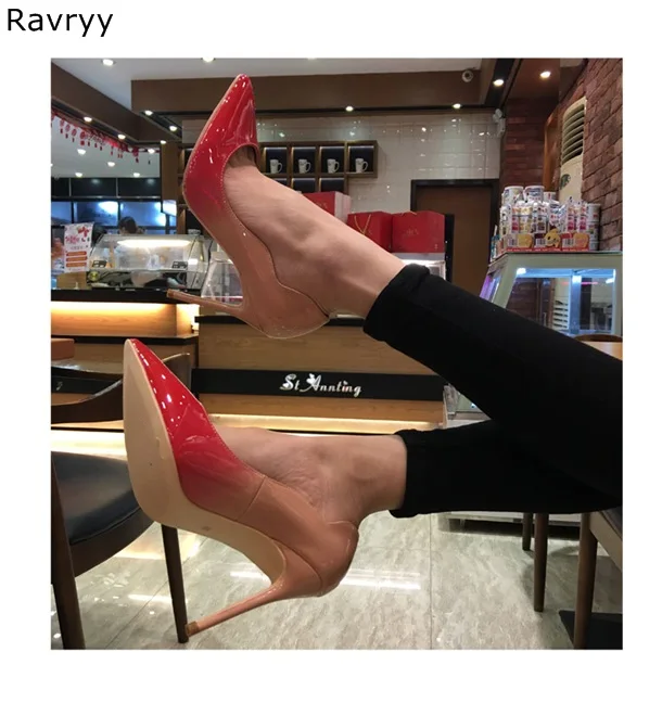 

Red nude mixed color Sexy Pumps Woman high heel Pointed Toe 10/12CM female stiletto heels OL lady out fits party dress shoes