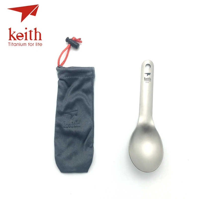 Keith Titanium Short Spoon For Children Camping Travel Tablewares Outdoor Picnic Hiking Convenient Kids Fork Spoon 14.3g Ti5314