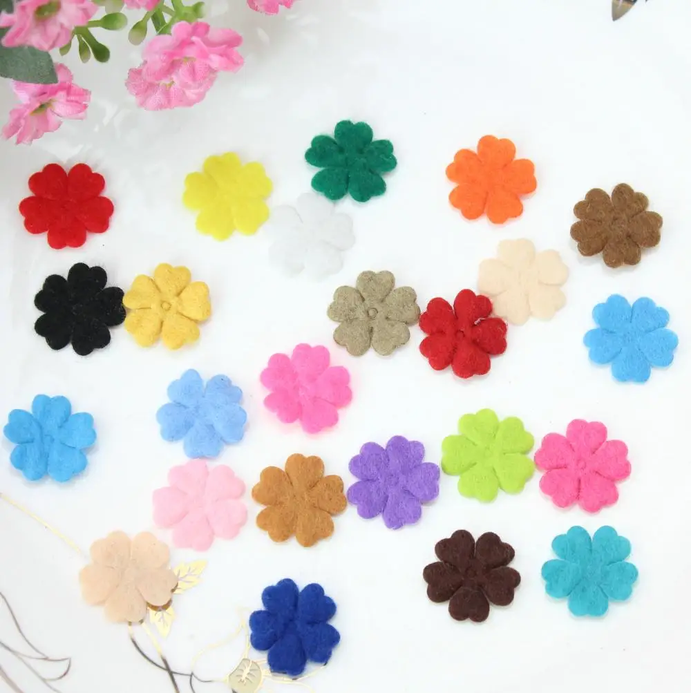 2000pcs rainbow color felt pack die cuts flower blossoms confetti applique wholesale free shipping 18mm mix color assortment