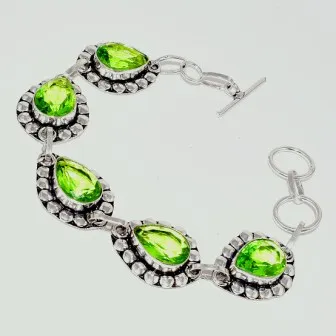 

Браслет Peridots с серебряным верхним слоем из меди, 20,5 см, B3226