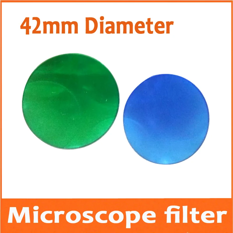 Absorbeur de verre de couleur diamètre de lentille 42mm, vert bleu, filtre de Microscope biologique, filtre optique composé pour l'école